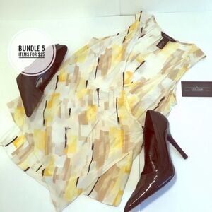 White House Black Market Yellow Silk Blouse Size XXS